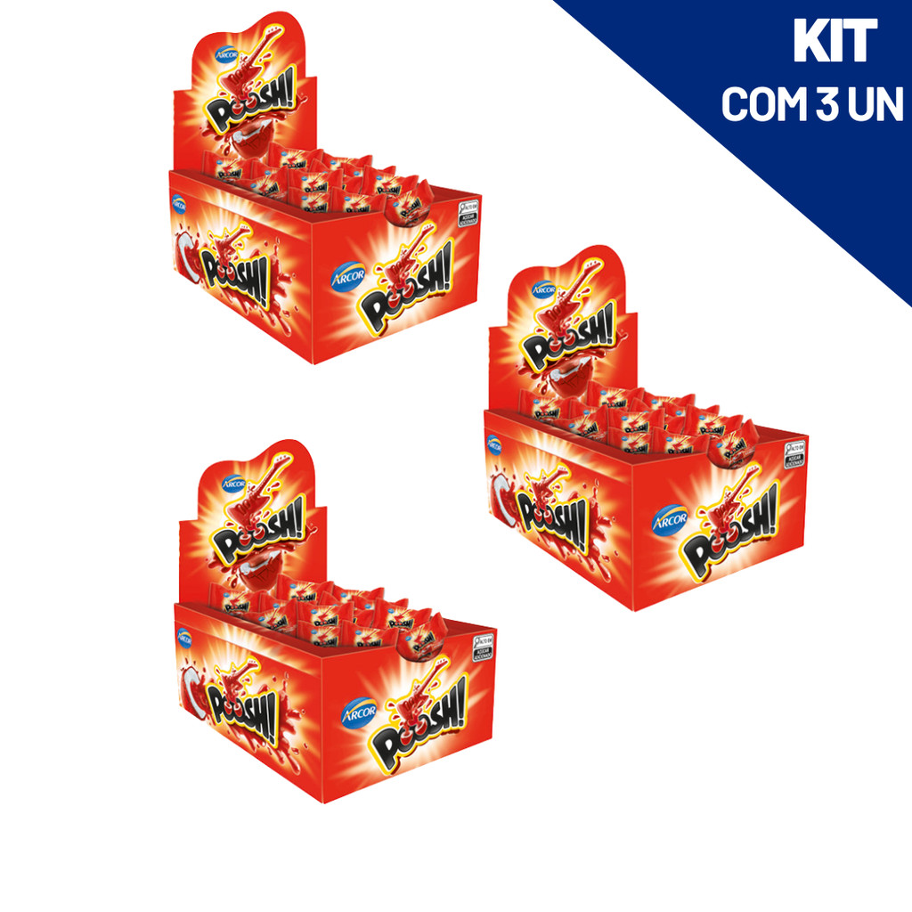 Kit Com 3 Chicle Poosh Morango