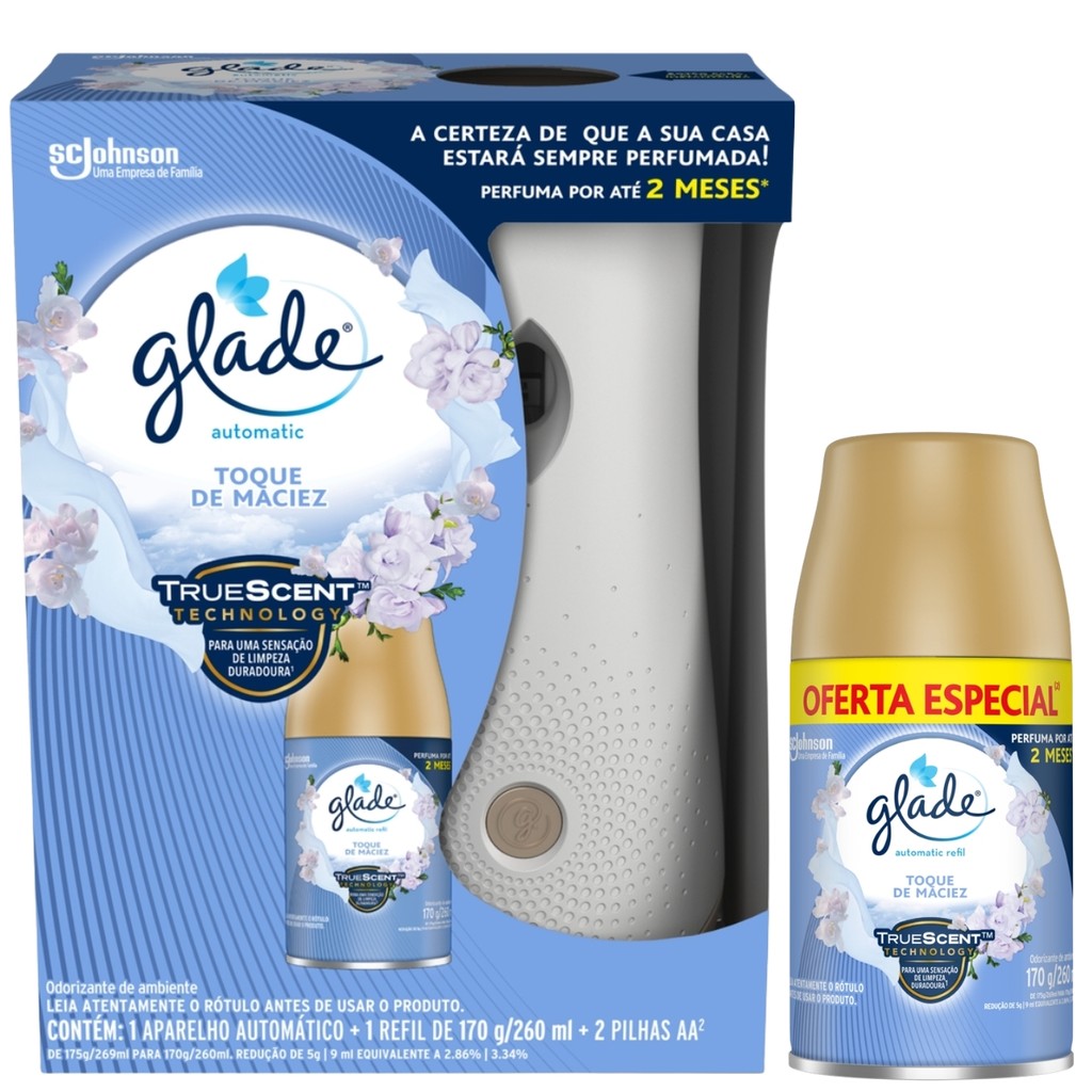 KIT Desodorizador Glade Automatic Spray Toque de Maciez + 1 Refil