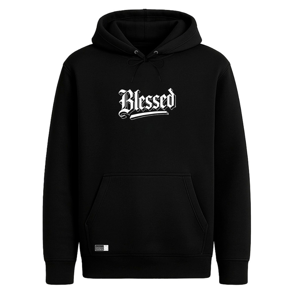 Moletom Blessed Estampado Blusa de Frio Blusão Casaco Abrigo Agasalho Unissex Flanelado Canguru