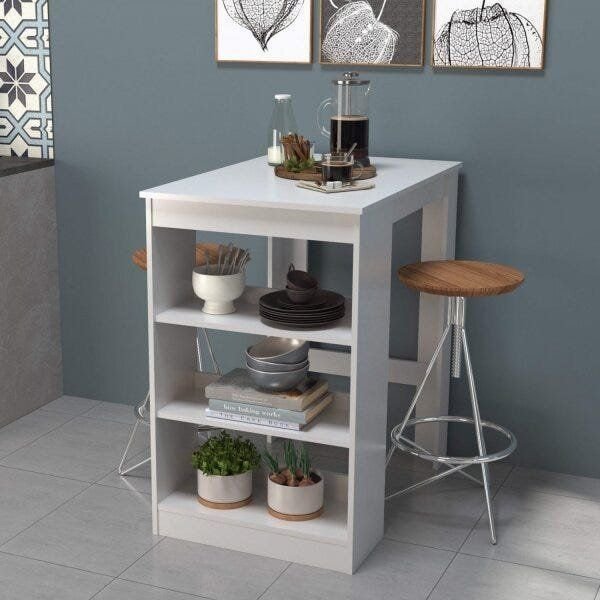 Mesa Bancada 2 Lugares com Nichos Linha B'S Branco Branco