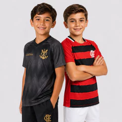Kit 2 Camisas Flamengo Manto e Energia Infantil Vermelho e Preto