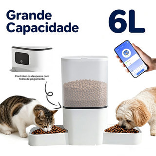 Dispensador Automático LEFANT WiFi 6L Bivolt Cães e Gatos Preto ou Branco com Agendamento