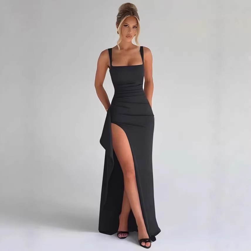 Vestido feminino, vestido de festa, vestido de alças, vestido longo, vestido de manga curta, vestido longo, vestido de a