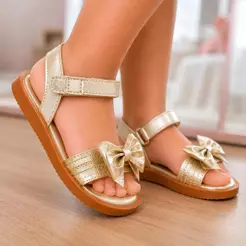 Sandália Infantil Menina Dourada Mini Shoes Festa Antiderrapante Leve Confortável Dia Dia