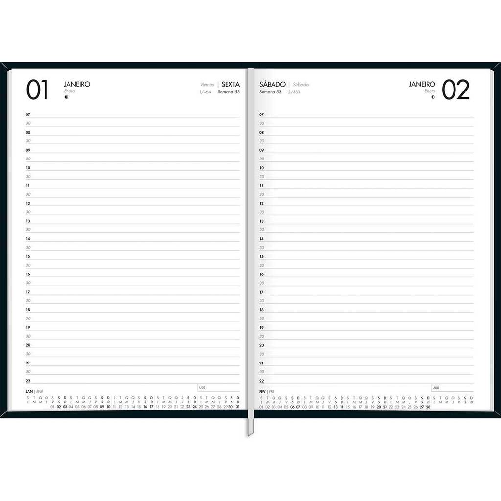 Agenda executiva costurada diária Napoli 233x159mm 2027 Tilibra
