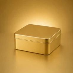 Lata de Metal Quadrada - Dourado - 11,5x11,5x5cm - 1 unidade - Rizzo