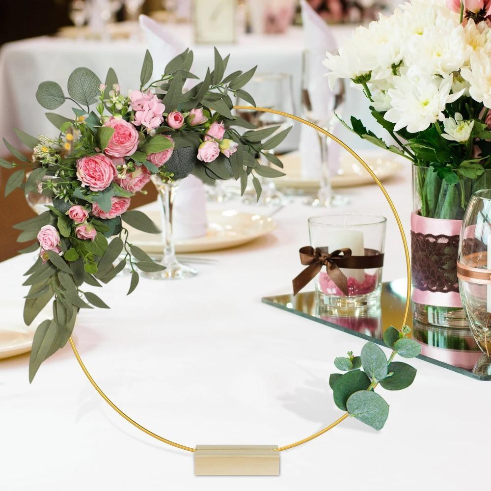 Aros De Flores De Metal Dourado , Anéis Redondos Vintage De 10-50cm , Suporte De Base , Decoração DIY , Argola Ferro