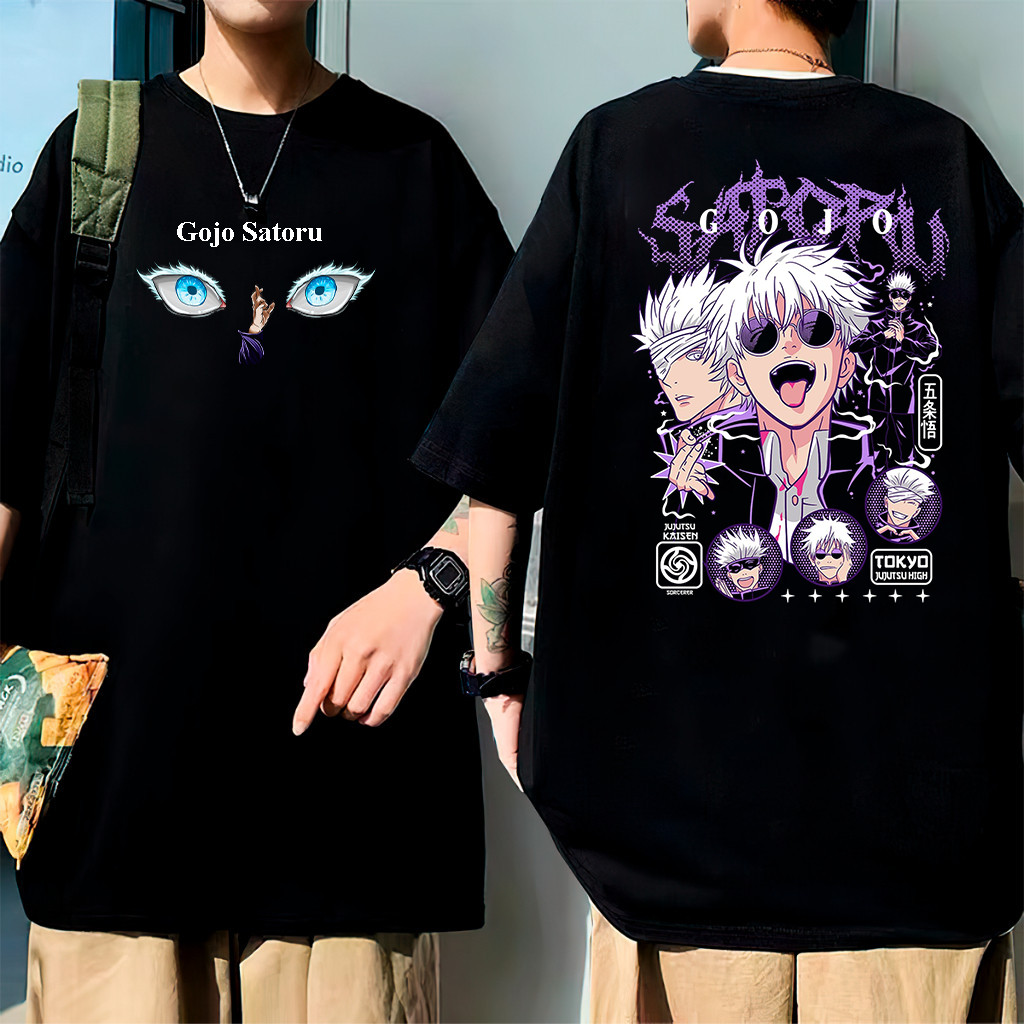 Camiseta Masculina Feminina Unissex Satoru Gojo Collage Arte Jujutsu Kaisen Anime T-shirt Streetwear Algodão Premium