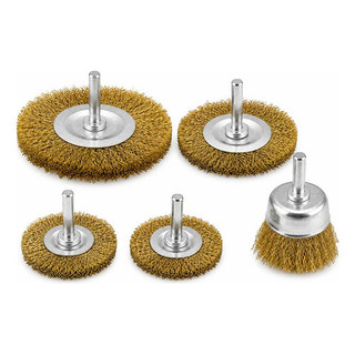 Kit 5 Escovas de Aço Circular com Haste para Furadeira Limpeza Polimento Remoção de Ferru…