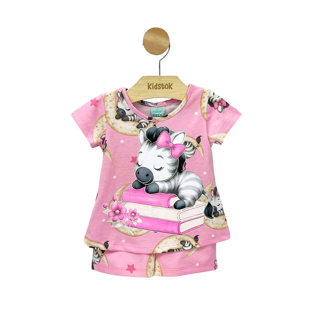 Pijama Menina Manga Curta Zebra Brilha no Escuro - Kyly
