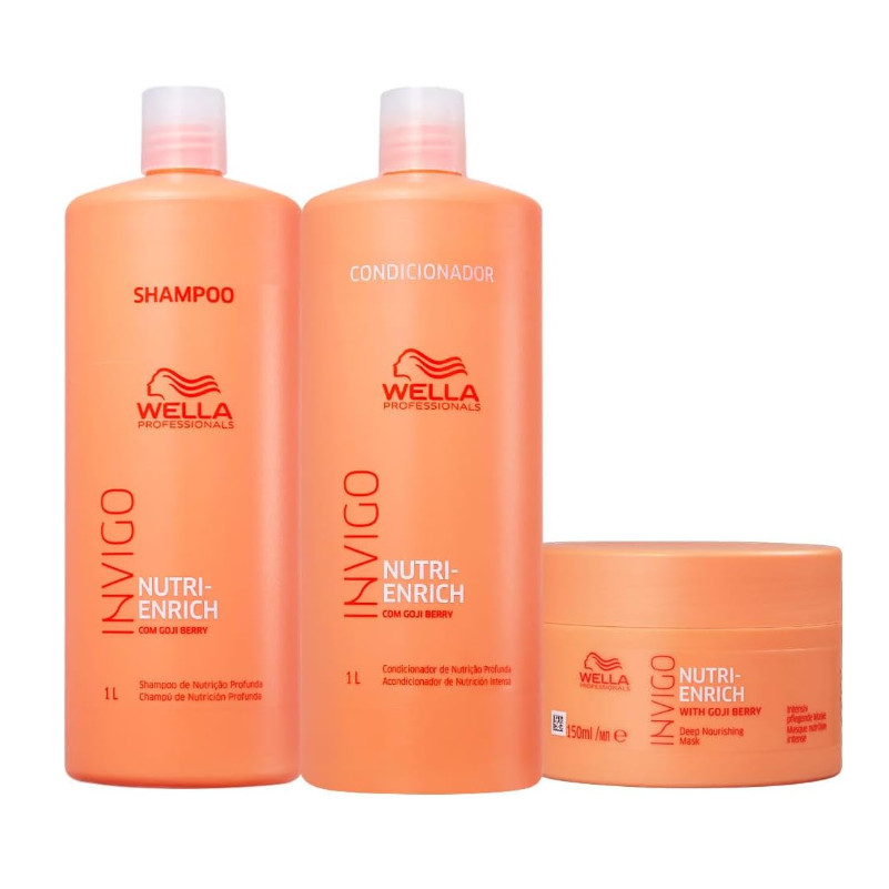 Kit Wella Professionals Invigo Nutri-Enrich Shampoo 1l + Condicionador 1l + Mascara 150ml