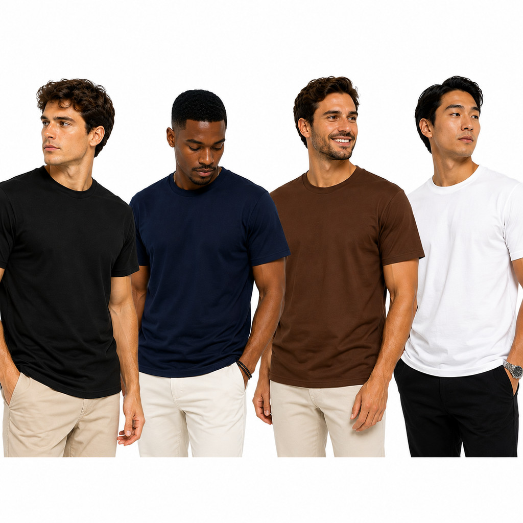 Kit 3 Camiseta Masculina 100% Algodão Premium Básica diversas Cores Lisa Gola Redonda