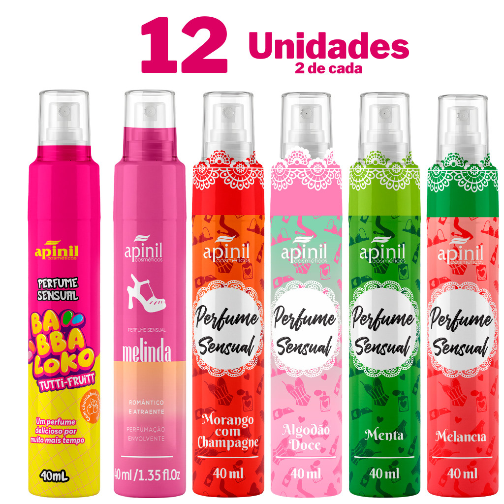 Kit 12 Perfume Sensual Apinil 40ml