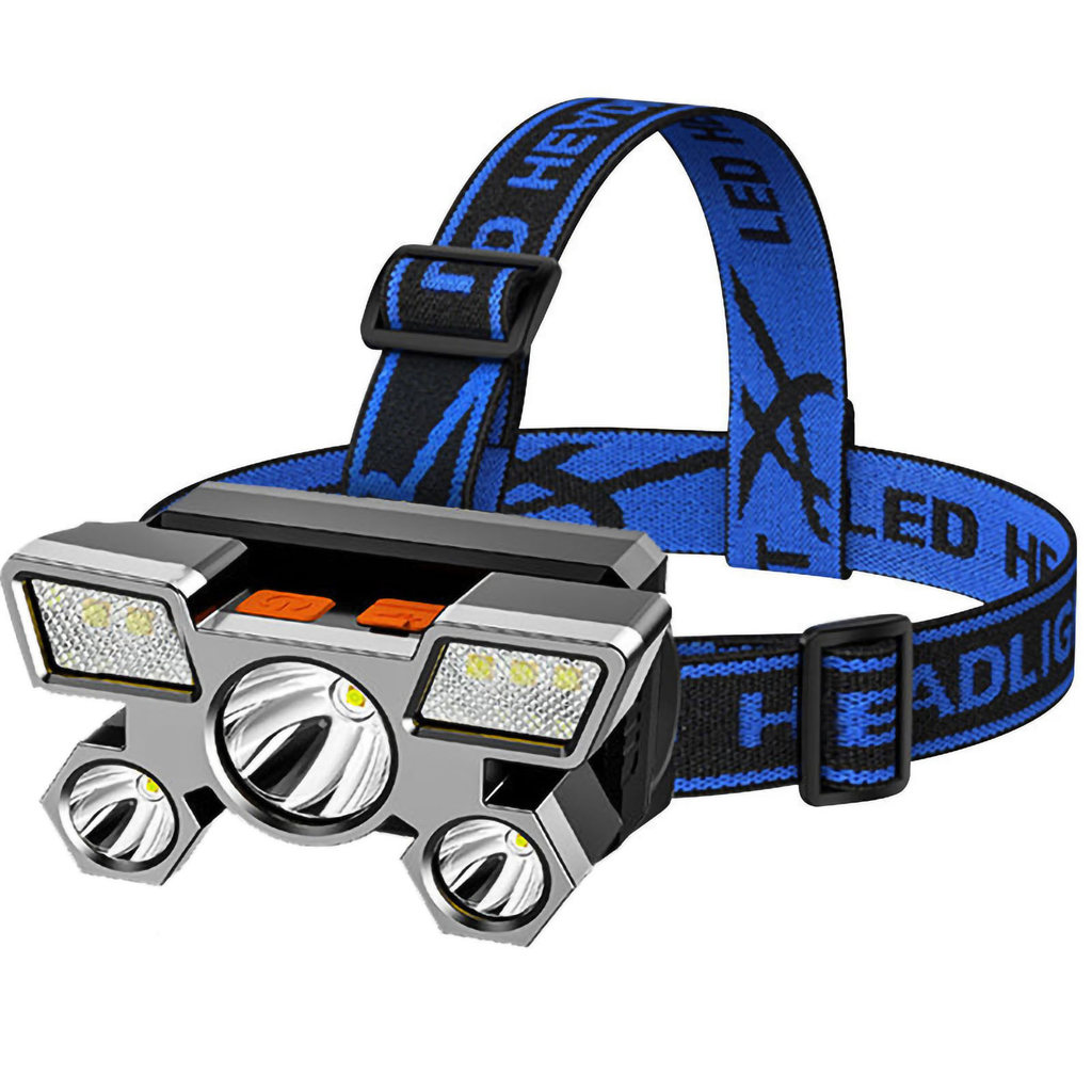 Farol LED USB Recarregável 5W À Prova D'água 5 Cabeças Para Acampamento Ao Ar Livre Aventura Caminhadas De Emergência Ca