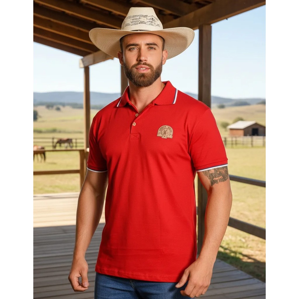 Camisa Polo Country Masculina Muladeiros Camiseta 100% Algodão Estampada Moda Country Western P ao GG