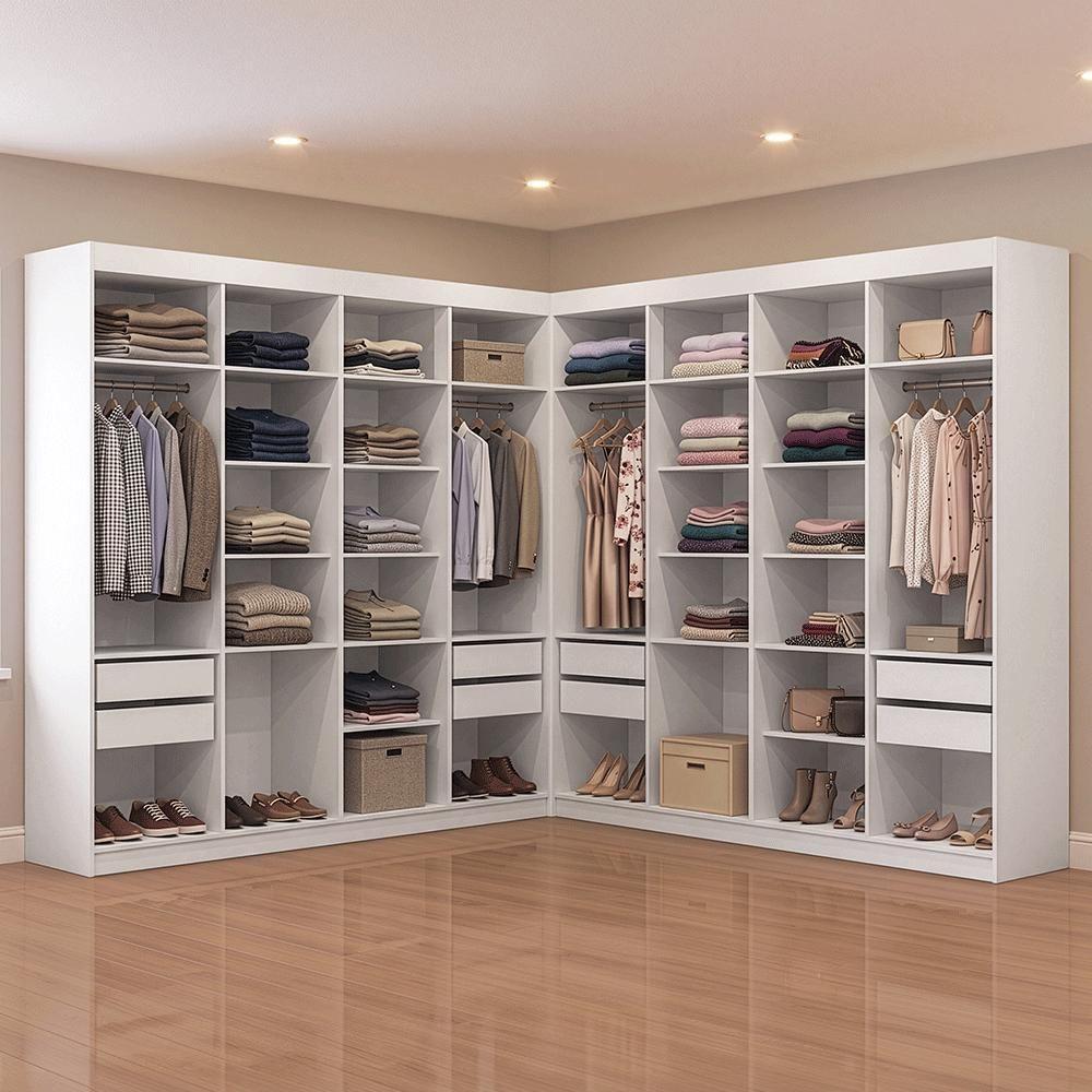 Guarda Roupa Closet Casal MDDR02006009 8 Gavetas MDP Corrediças Telescópicas Branco Madesa