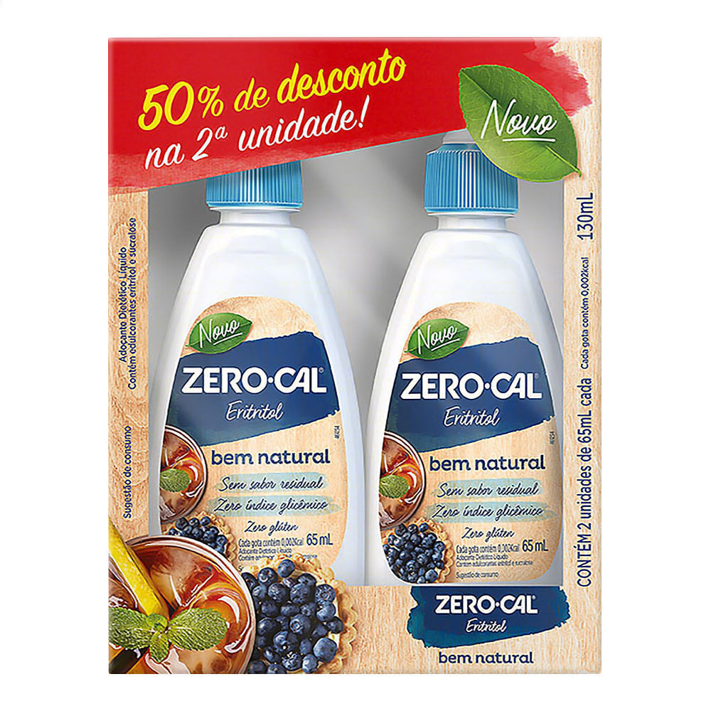 Adoçante Zero Cal Eritritol Gotas Bem Natural 65ml 2 Unidades Ganhe 50% de Desconto na 2a Unidade