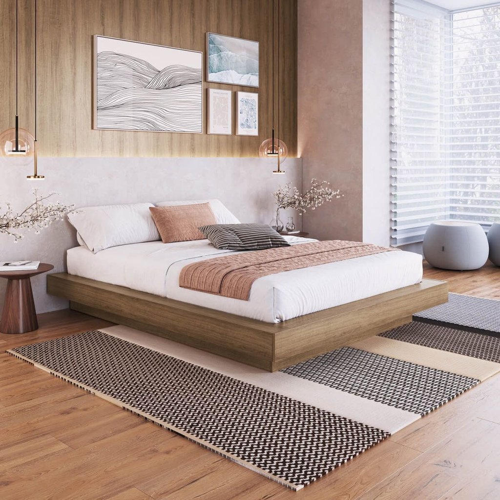Cama Casal Queen Suspensa 140/160 Zurique Marrom/Mel Mel