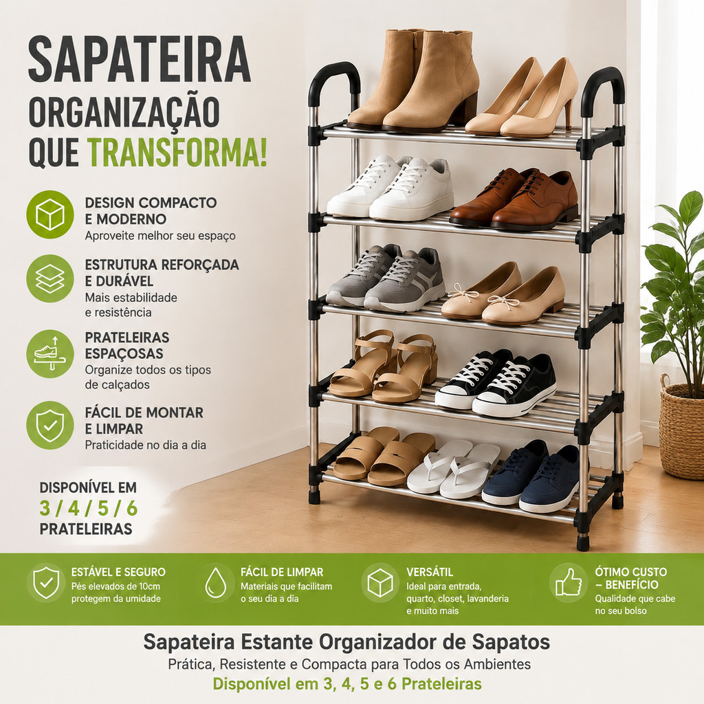 Sapateira Multiuso Para Calçados 3/4/5/6/7/8 Andares Organizador Desmontável organizador de sapatos tênis