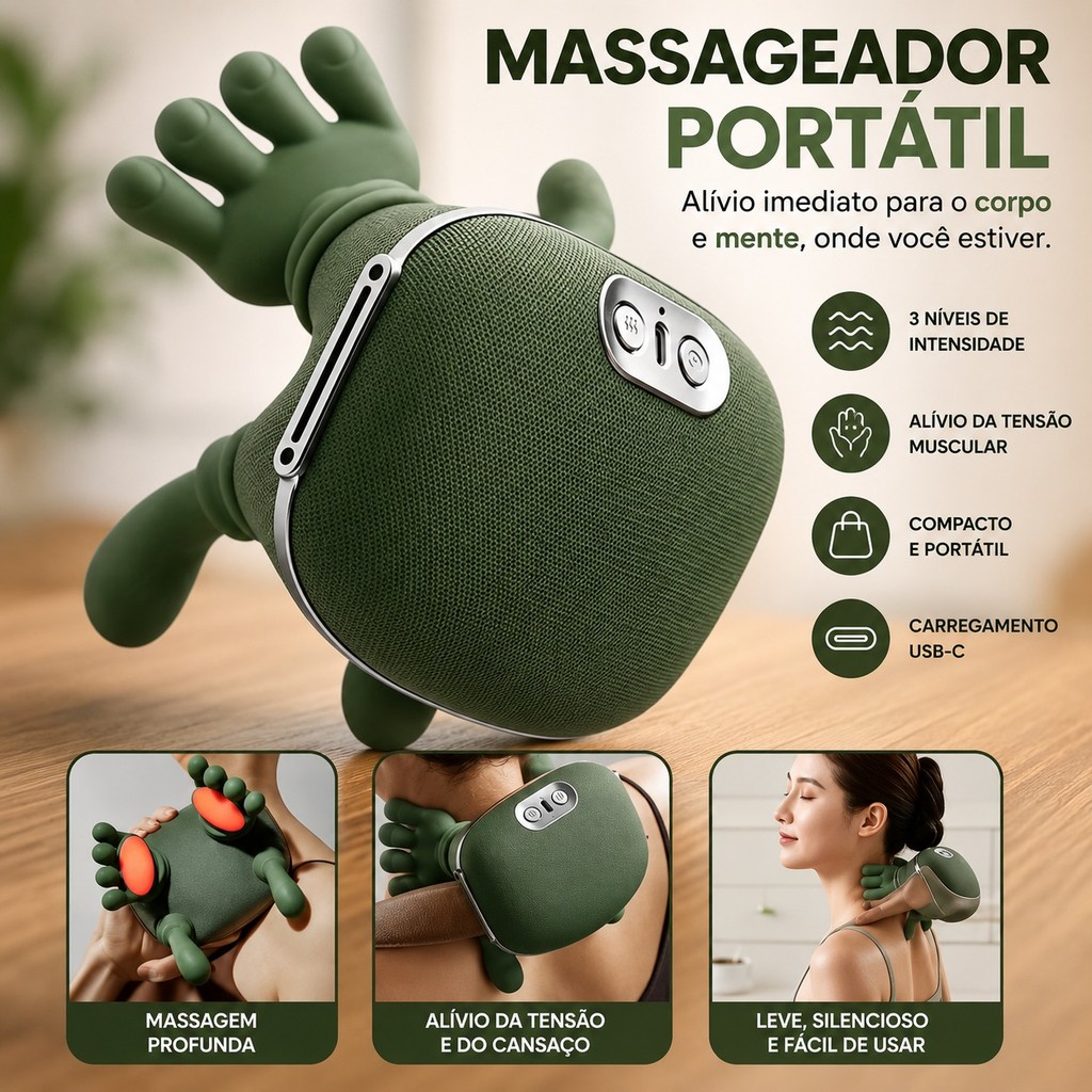 Massageador Multiuso Corporal 10w USB Pescoço Ombros Lombar com Aquecimento Portátil Envio Imediato