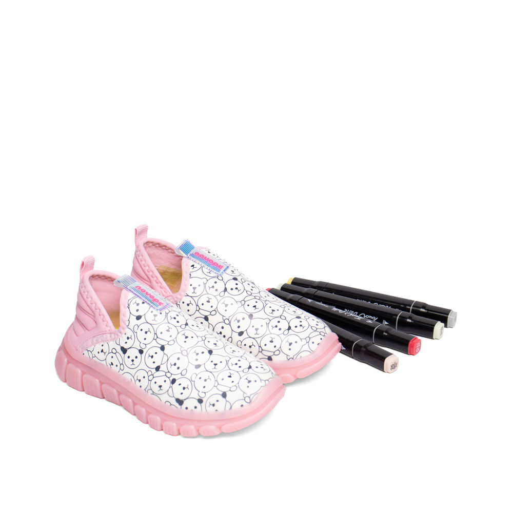 Tênis Infantil Novopé Bobbie Goods Flexível Branco/Rosa
