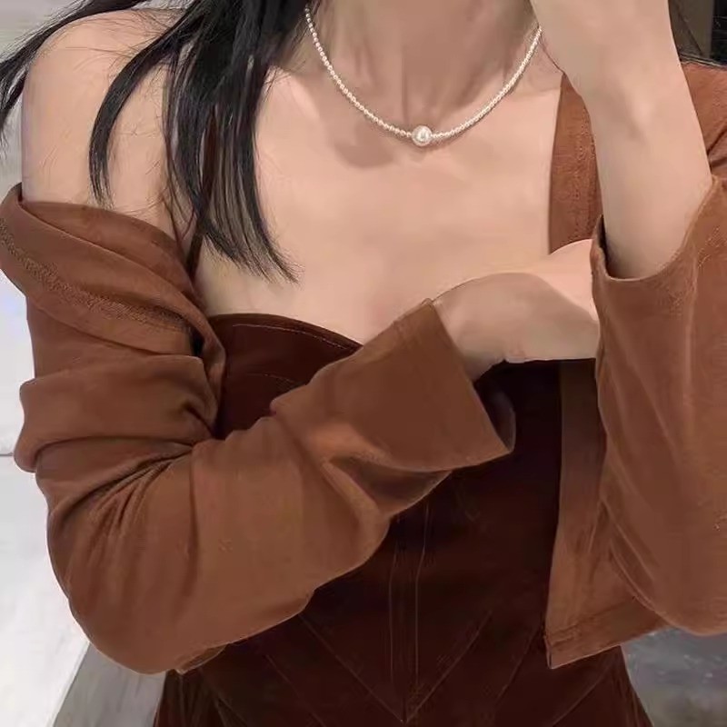 Shijia colar de pérolas feminino bebê grânulo colar Xiaomi grânulo colar High-End sentido s925 pérola branca Passepartou