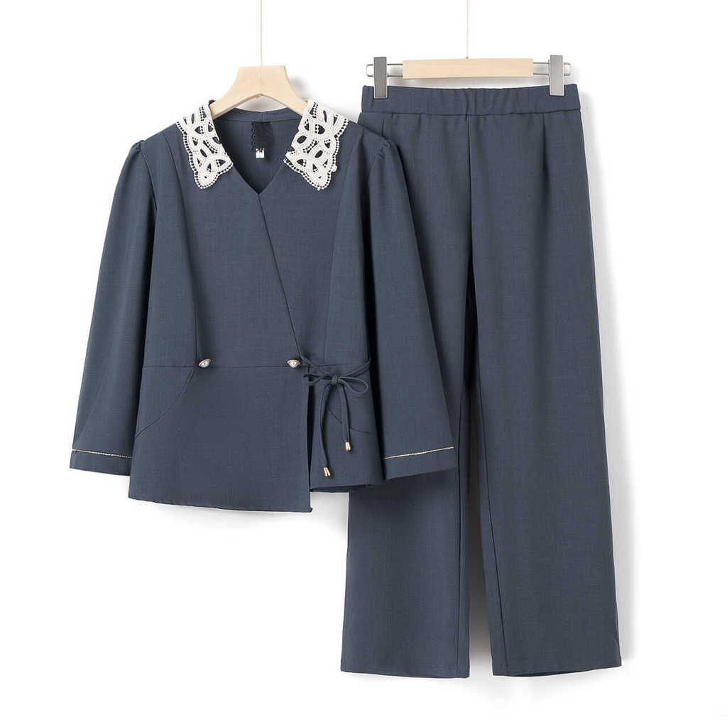 Mãe terno primavera outono Casual estilo ocidental moda de meia-idade pequena camisa de meia-idade mulheres idosas outon