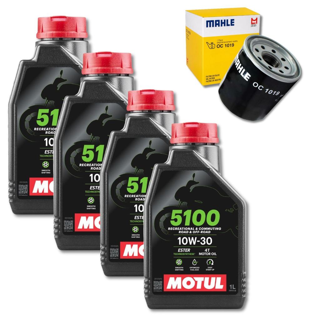 KIT 4L ÓLEOS MOTUL 5100 10W-30 4T + Filtro Mahle OC1019 NC 750X XL 750 Transalp CRF 1000L Africa Twin NC 700X