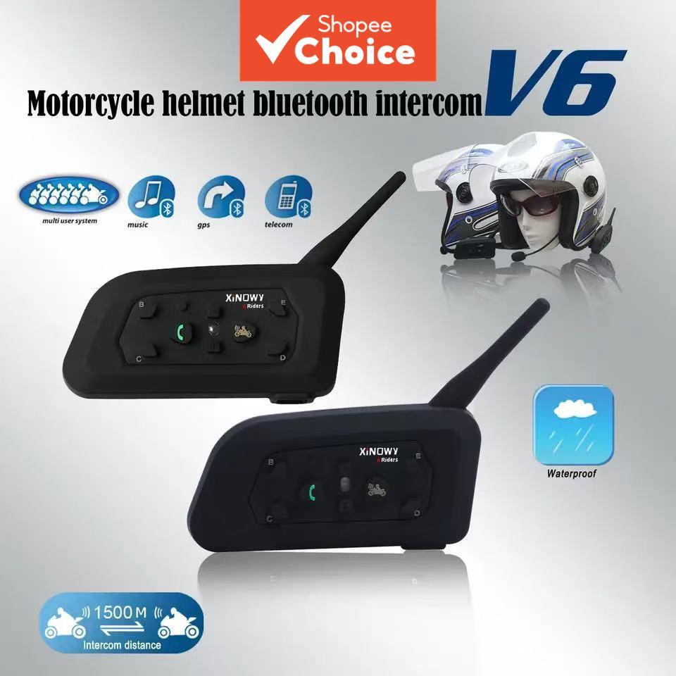 V6 Plus 2025 Capacete De Motocicleta Intercom 1500M 1V5 Sistema De Comunicação De Fone De Ouvido Bluetooth