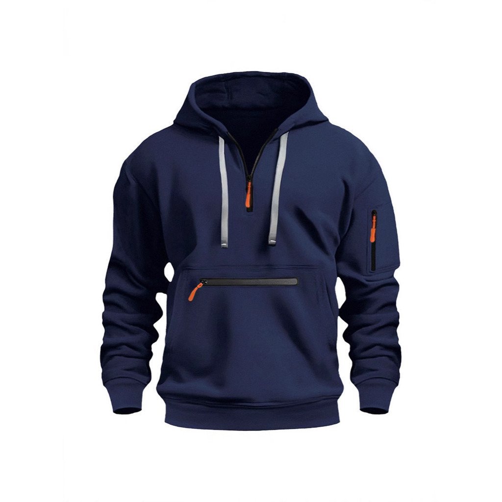 Cross-Border tamanho grande primavera outono inverno lazer esportes Multi-zíper braço bolso moletom masculino pulôver co