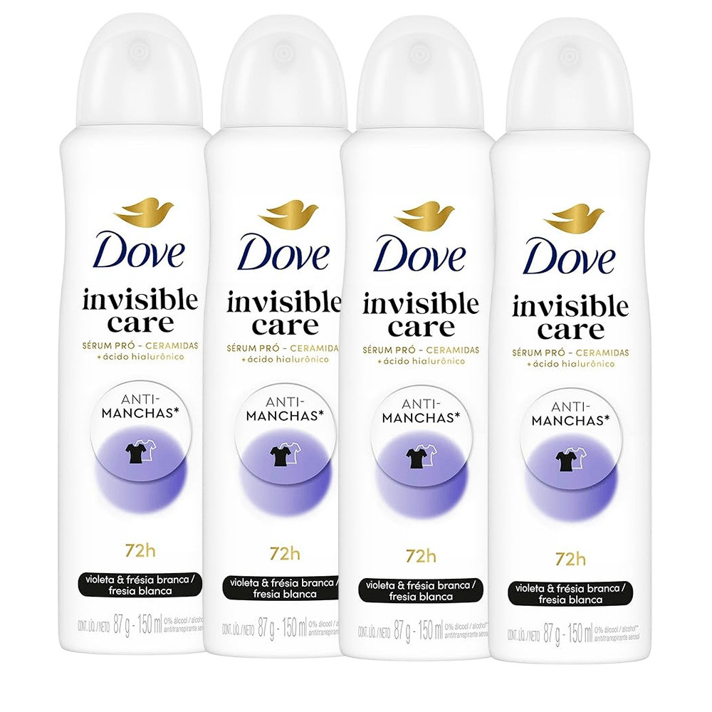 Kit Desodorante Aerosol Dove Invisible Care 150ml - 4 unidades