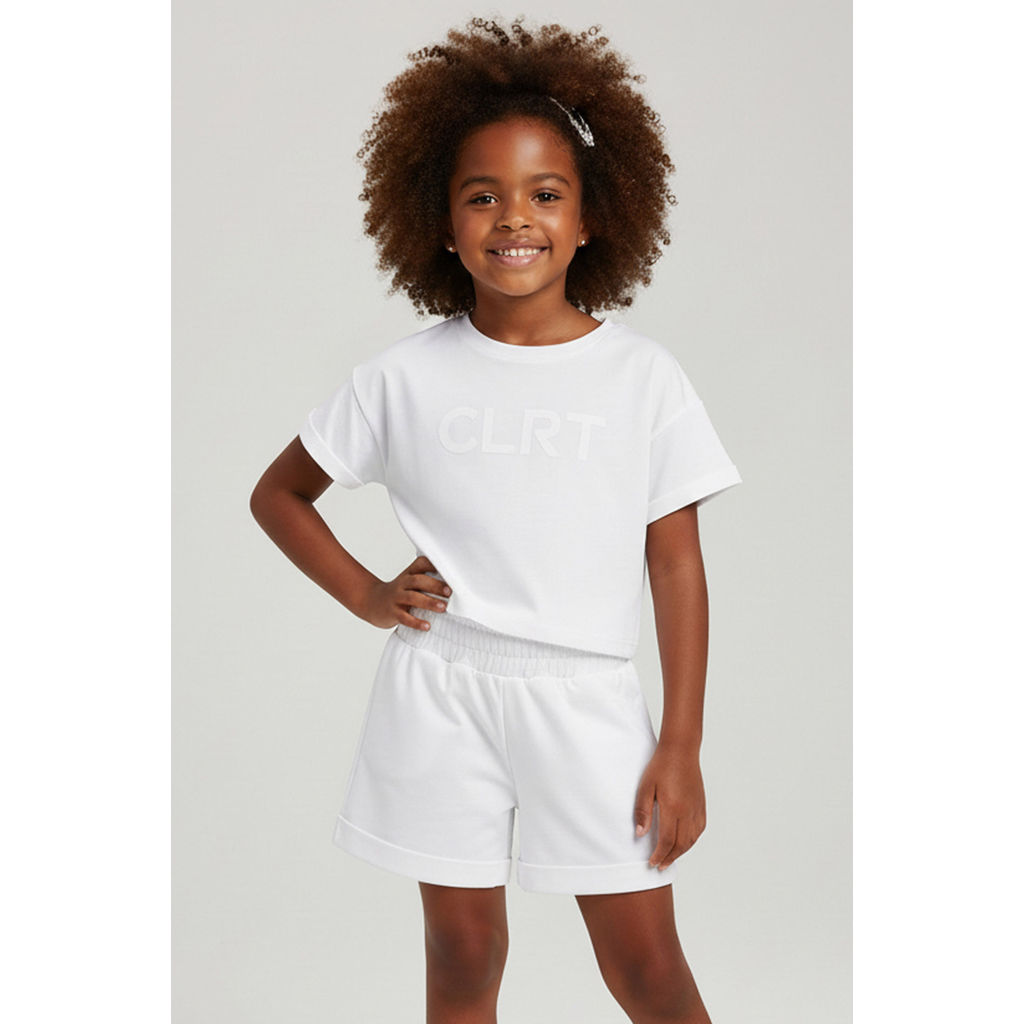 Conjunto Infantil Menina Blusa e Shorts Colorittá Branco