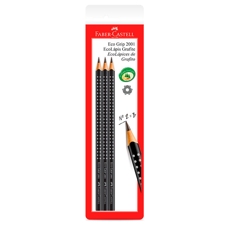 Lápis preto nr 2B SM/2001WAP\617099 com 3 unidades Faber-Castell