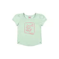 Blusa Infantil Menina Flor em Puff Elian Verde