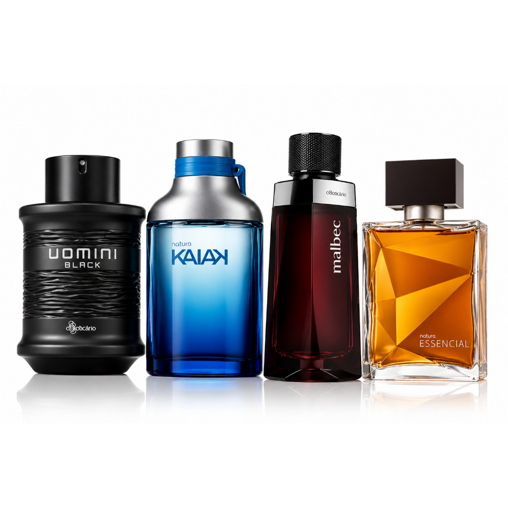 Kit ATE 4 Perfumes Masculino Nacional 100ml Uomini Essencialle Mbeck Kiak