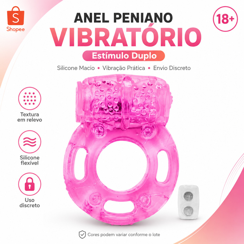 Anel Peniano Vibratório Borboleta Estímulo Duplo Silicone Macio Sex Shop Envio Discreto