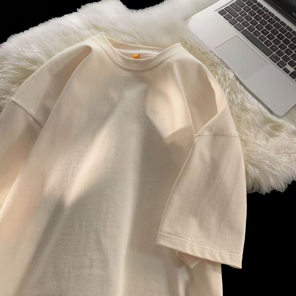 Médio grande crianças puro algodão verão manga curta camiseta meninos meninas leite damasco simples 2025 novo estilo cor