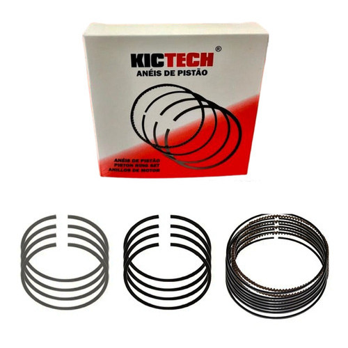 Jogo de Anéis de Pistão Kictech ANFI13070060 Fiat Uno Palio Fiorino Premio Elba Siena Strada 1.0 1.5 8V Motor Fiasa