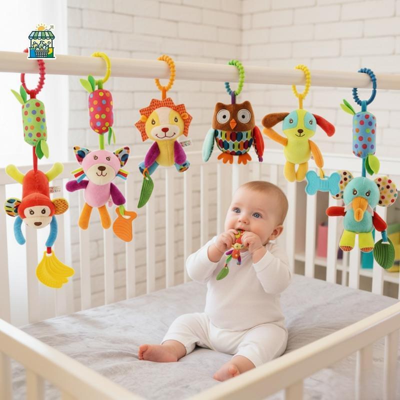 Bebê Pendurado Chocalho Brinquedos Bonito Mordedor Brinquedo Macio Recheado Aperto De Mão Do Shaker Crinkle Sensoriais E