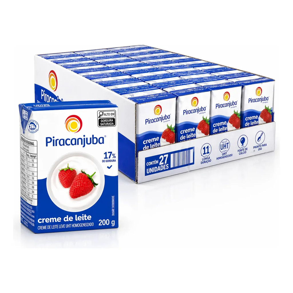 Kit 27un Creme De Leite 200g Piracanjuba