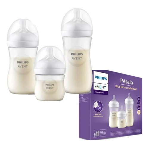 Philips Avent Pétala Scd838/27 Kit Triplo Mamadeiras Cor Transparente Liso