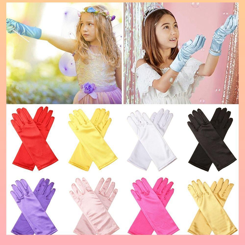 Luvas Infantis , De Princesa De Cetim De Cor Sólida Dança Quentes De Inverno Para Meninas
