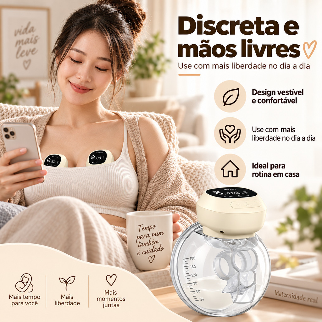 Bomba Extratora de Leite Materno Elétrica Portátil com 10 Sacos para Armazenamento e Bico de Silicone Confortável · foto 2