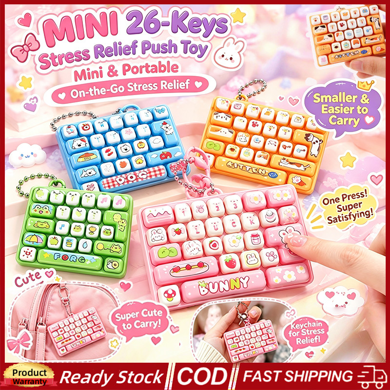 Mini Teclado Fofo De Desenho Animado Com 26 Teclas Para Alívio Do Estresse , Mecânico Portátil , Bolsa De Brinquedos , P