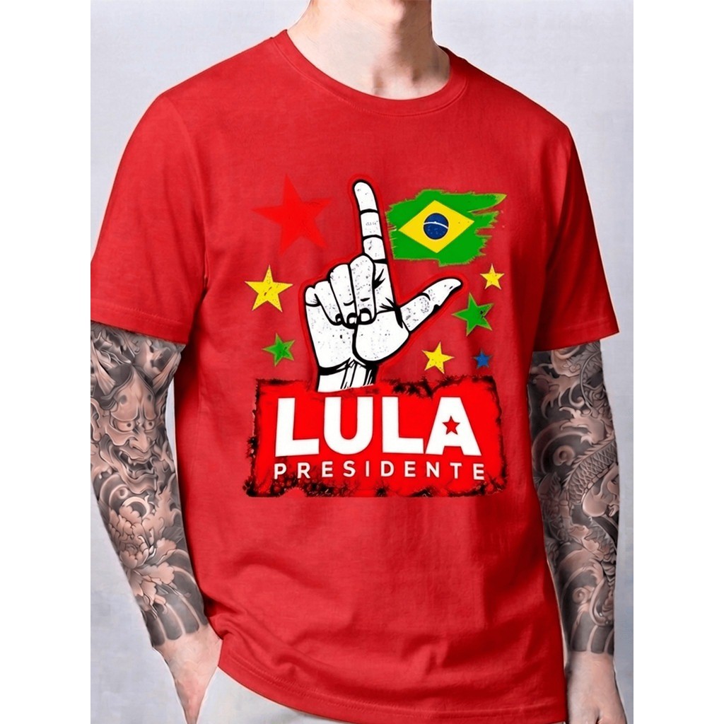 Camiseta Unissex Presidente Lula Leve Confortável Camisa Político Lula Unissex 100% Algodão Premium
