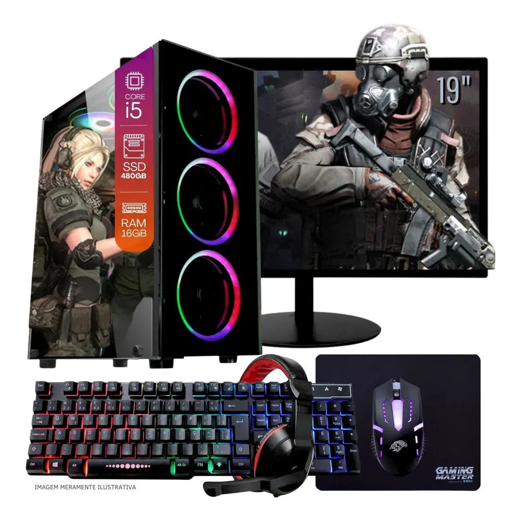 Pc Gamer Completo, Intel Core I5, 8gb, Geforce Gt 4gb, Ssd