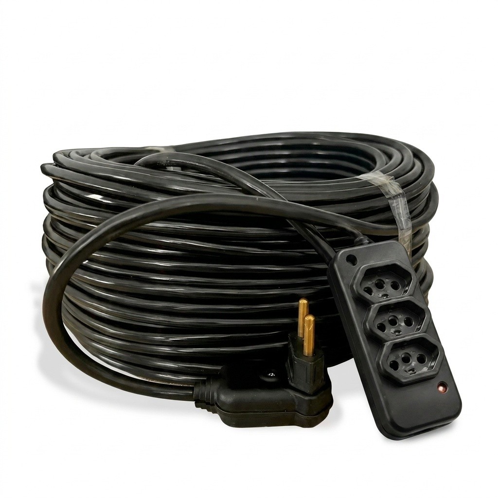 Extensão Elétrica 50 m Cabo PP 2x1,5 - PVC Virgem Isolação Dupla 10A - Bivolt 127/220V - Uso Profissional