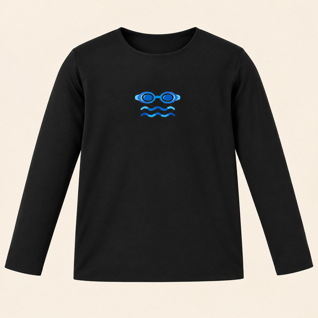 Camisa UV Infantil Óculos e Onda Manga Longa Proteção UV50 Praia Piscina Surf Leve Proteção Térmica Menino E Menina
