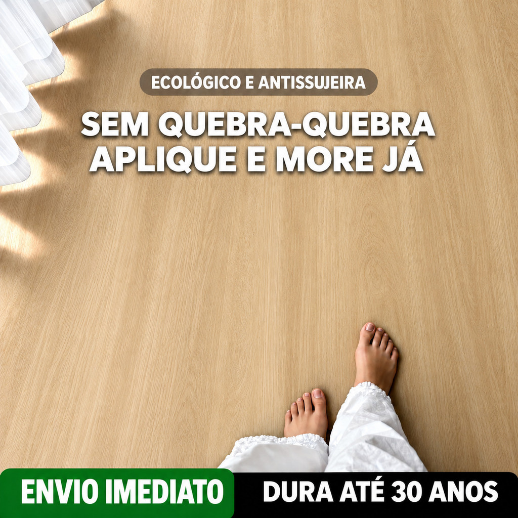 Piso Vinílico Autocolante 5m x 61cm Textura de Madeira Vários Modelos Sem Obra Para Decoração Residencial