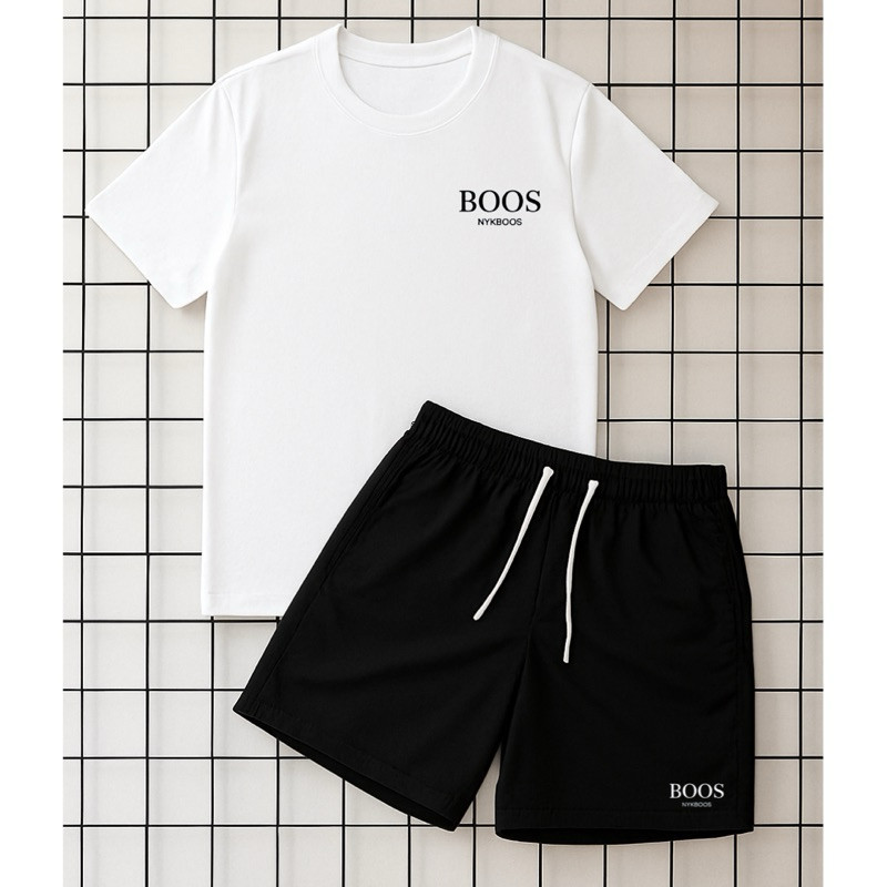 Kit Camisa Algodão + Short Tactel Conjunto Masculino Treino Academia